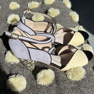 Elegant Women's lilac suede with Black and Cream Heels